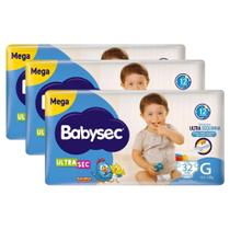 KIT 3 FRALDA BABYSEC GALINHA PINTADINHA MEGA G/ 32un