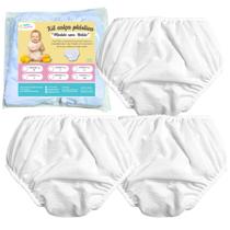 Kit 3 Fralda Calça Plástica Impermeável Reutilizável S/Botão