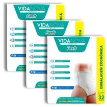 Kit 3 Fralda Calça Vida Nova Comfort Pants Geriátrica Incontinência - Total 96un - Tamanho P M