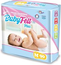 Kit 3 Fralda Descartável Baby Felt Noturna Infantil M - 90 Unidades Atacado