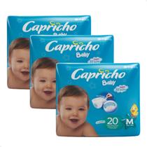 Kit 3 Fralda Descartável Capricho Baby M C/ 20