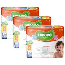 Kit 3 Fralda Descartável Infantil Hipopó Baby Hiper Tamanho P - Total de 270 Unidades Kit 3 Fralda Descartável Infantil Hipopó Baby Hiper Tamanho P - Total de 270 Unidades
