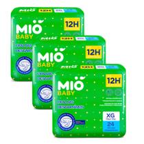 Kit 3 Fralda Descartável Mió Baby Tamanho XG 24 Unidades
