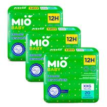 Kit 3 Fralda Descartável Mió Baby Tamanho XXG com 20 Unidades
