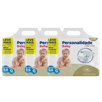 Kit 3 Fralda Descartável Personalidade Baby Total Care Bag G - Total de 162 Unidades