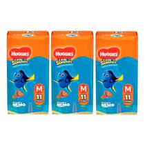 Kit 3 Fralda Huggies Little Swimmers Tamanho P/M 11 Unidades Descartáveis