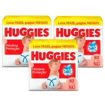 Kit 3 Fralda Huggies Máxima Proteção Tamanho XG 82 Unidades Descartáveis