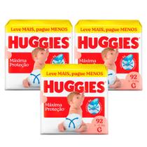 Kit 3 Fralda Huggies Supreme Care Tamanho G 92 Unidades Descartáveis
