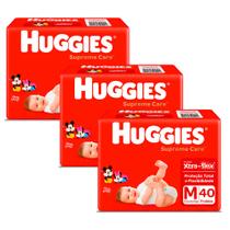 Kit 3 Fralda Huggies Supreme Care Tamanho M Mega 40 Unidades Descartáveis Kit 3 Fralda Huggies Supreme Care Tamanho M Mega 40 Unidades Descartáveis