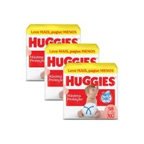 Kit 3 Fralda Huggies Supreme Care Tamanho XG 58 Fraldas Descartáveis