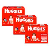 Kit 3 Fralda Huggies Supreme Care Tamanho XG Mega 26 Unidades Descartáveis