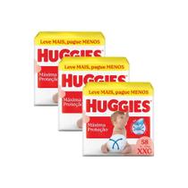 Kit 3 Fralda Huggies Supreme Care Tamanho XXG 58 Fraldas Descartáveis