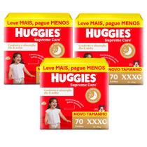 Kit 3 Fralda Huggies Supreme Care Tamanho XXXG 70 Unidades Descartáveis