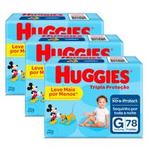 Kit 3 Fralda Huggies Tripla Proteção Hiper G - 234 Tiras