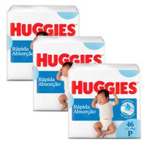 Kit 3 Fralda Huggies Tripla Proteção Tamanho P Pacote Mega 46 Fraldas Descartáveis