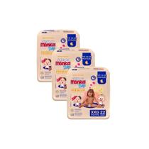 Kit 3 Fralda Infantil Turma da Mônica Baby Premium Tamanho XXG 22 Unidades