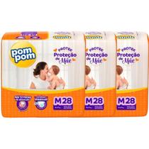 Kit 3 Fralda Pom Pom Protek Proteção de Mãe Jumbo - Tamanho M - Total de 84 Unidades Kit 3 Fralda Pom Pom Protek Proteção de Mãe Jumbo - Tamanho M - Total de 84 Unidades