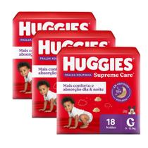 Kit 3 Fralda Roupinha Huggies Supreme Care Tamanho G Pacote Jumbo 18 Fraldas Descartáveis