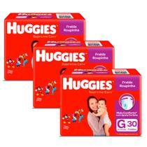 Kit 3 Fralda Roupinha Huggies Supreme Care Tamanho G Pacote Mega 30 Unidades Descartáveis
