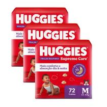 Kit 3 Fralda Roupinha Huggies Supreme Care Tamanho M Pacote Hiper 72 Fraldas Descartáveis