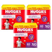 Kit 3 Fralda Roupinha Huggies Supreme Care Tamanho XG 80 Unidades Descartáveis