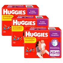 Kit 3 Fralda Roupinha Huggies Supreme Care Tamanho XG Pacote Hiper 48 Fraldas Descartáveis