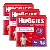 Kit 3 Fralda Roupinha Huggies Supreme Care Tamanho XG Pacote Jumbo 14 Fraldas Descartáveis