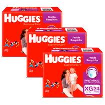 Kit 3 Fralda Roupinha Huggies Supreme Care Tamanho XG Pacote Mega 24 Unidades Descartáveis