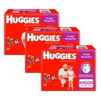 Kit 3 Fralda Roupinha Huggies Supreme Care Tamanho XXG Pacote Mega 24 Fraldas Descartáveis