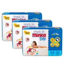 Kit 3 Fralda Turma da Mônica Baby Mega Tamanho XG 42 Unidades Descartáveis