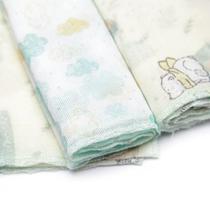 Kit 3 Fraldas Babete Paninho De Boca Bebê Estampado Algodão