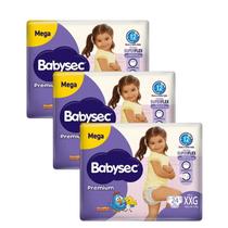 Kit 3 Fraldas Babysec Galinha Pintadinha Premium Mega XXG com 24 unidades