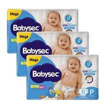 Kit 3 Fraldas Babysec Ultrasec Mega Galinha Pintadinha P com 42 unidades