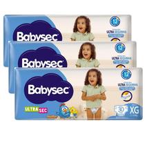 Kit 3 Fraldas Babysec Ultrasec Mega Galinha Pintadinha XG com 30 unidades