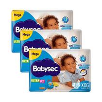 Kit 3 Fraldas Babysec Ultrasec Mega Galinha Pintadinha XXG com 28 unidades Kit 3 Fraldas Babysec Ultrasec Mega Galinha Pintadinha XXG com 28 unidades