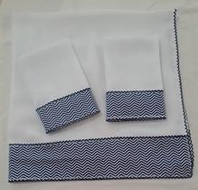 Kit 3 Fraldas Bebê 2 Boca 1 Ombro 100% Algodão com Barra Chevron