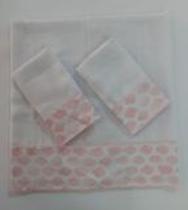 Kit 3 Fraldas Bebê Menina 2 Boca 1 Ombro 100% Algodão com Barra Estampada