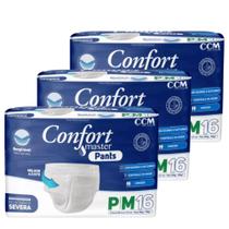 Kit 3 Fraldas Calça Descartável Geriátrica Adulto Confort Master Pants - PM Total 48 Unidades Kit 3 Fraldas Calça Descartável Geriátrica Adulto Confort Master Pants - PM Total 48 Unidades