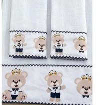 Kit 3 Fraldas de Algodão para Bebê 1 Ombro 2 Boca com Barras Sublimadas