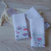 Kit 3 Fraldas de Boca com Saquinho Presenteável Ceci Petit Home