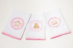 Kit 3 Fraldas de Pano de Boca 100% Algodão Princesa Rosa Kit 3 Fraldas de Pano de Boca 100% Algodão Princesa Rosa