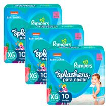 Kit 3 Fraldas Descartáveis Pampers Splashers Piscina XG 10 Unidades