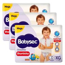 Kit 3 Fraldas Descartável Babysec Shortinho Mega XG - 66 Tiras