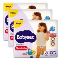 Kit 3 Fraldas Descartável Babysec Shortinho Mega XXG - 60 Tiras