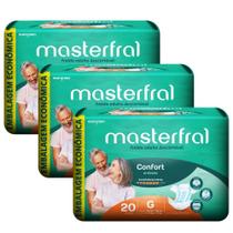 Kit 3 Fraldas Geríatrica Masterfral Confort G com 20un Embalagem Econômica