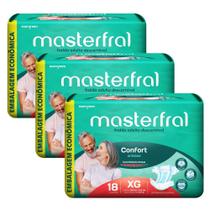 Kit 3 Fraldas Geríatrica Masterfral Confort XG com 18un Embalagem Econômica