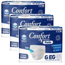 Kit 3 Fraldas Geriátricas Confort Master Pants Jumb G/XG 16u