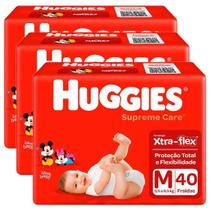 Kit 3 Fraldas Huggies Supreme Care M - 120 Unidades Atacado