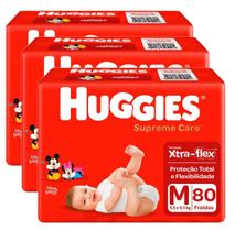 Kit 3 Fraldas Huggies Supreme Care M com 80 Unidades Cada