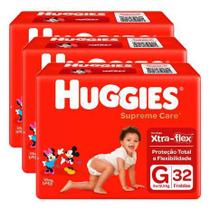 KIT 3 FRALDAS HUGGIES SUPREME CARE MEGA G - 32 un